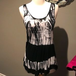 L.O.L. Collection Black and White Tie Dye Top /Dress Cover Up